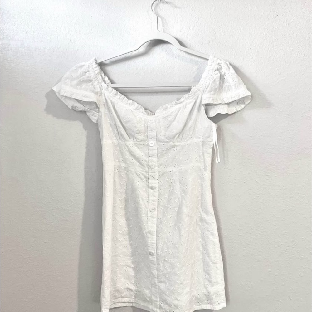 White Eyelet Button-Down Dress